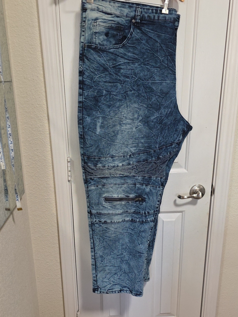 Rocawear Men's Washed Blue Biker-Style Jeans Size W50